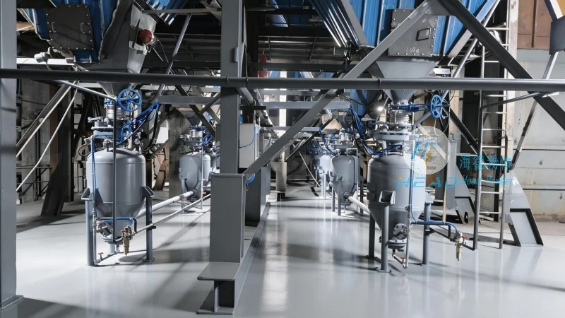 Exemplo de Transporte Fechado de Pó Ultrafino na Indústria Química Fina em São Petersburgo, Rússia